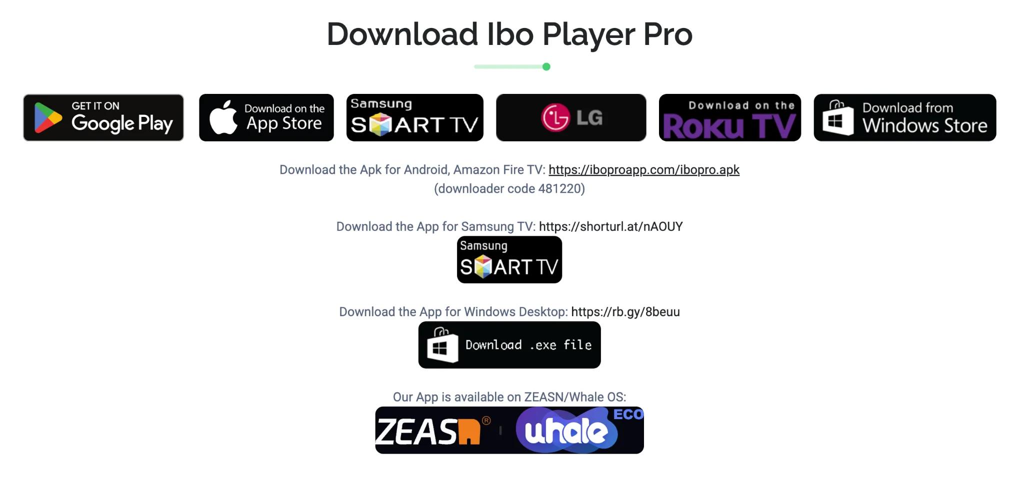 قسم تنزيل IBO Player Pro وخيارات المتاجر وأنظمة الأجهزة